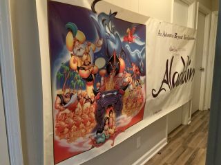 Vintage Disney Aladdin Big Rare Vinyl Movie Banner Theatre Release