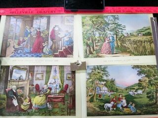 Vintage Set Of 4 Currier & Ives Art Prints The Four Seasons Of Life 9x12