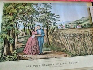 Vintage Set of 4 Currier & Ives Art Prints The Four Seasons Of Life 9x12 2