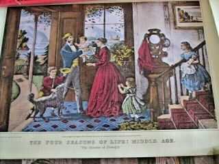 Vintage Set of 4 Currier & Ives Art Prints The Four Seasons Of Life 9x12 3