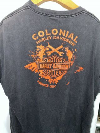 Colonial Harley Davidson Motor T - Shirt Prince Vintage Rare Orange Back Xxl
