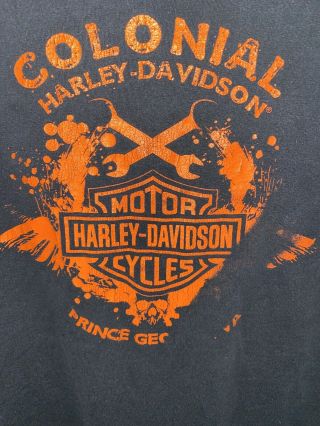 Colonial Harley Davidson Motor T - Shirt Prince Vintage Rare Orange Back Xxl 2