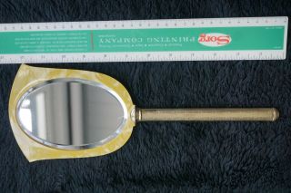 Vintage Antique Dresser/Vanity Hand Held Mirror,  Brass handle 2
