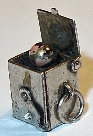 RARE Vintage STERLING SILVER JACK - IN - THE - BOX CHARM OPENS & CLOSES NR 2