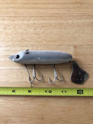 VINTAGE HEDDON MOUSE PATTERN FLAP TAIL FISHING LURE GLASS EYES,  LEATHER EARS 2