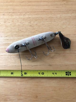 VINTAGE HEDDON MOUSE PATTERN FLAP TAIL FISHING LURE GLASS EYES,  LEATHER EARS 3