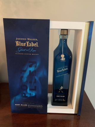 Johnnie Walker Blue Label Ghost & Rare Port Ellen Collectors Box Empty Bottle
