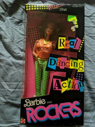 Vintage 1986 Real Dancing Action “barbie And The Rockers” Diva Midge Doll Nrfb 1