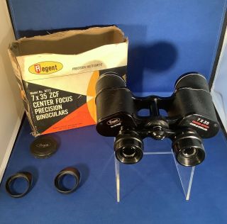 Rare Vintage Regent 7x35 Binoculars With Carrying Case,  Visors And Box