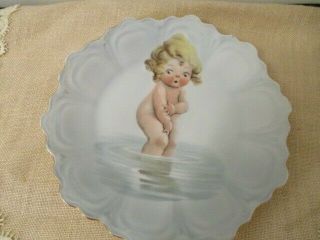 Antique/vintage Porcelain China Wall Plate Little Nude Girl Bavaria Z S Company