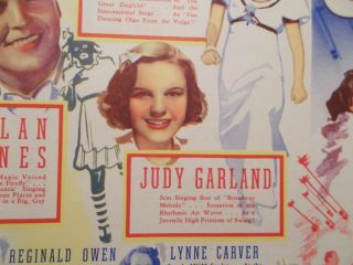Vintage Rare Unfolded 1938 Movie Herald Judy Garland " Everybody Sing "