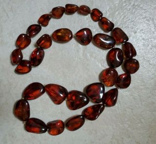 Vintage Baltic Amber Beaded Necklace 15 " With 31 Beads 82 Grams
