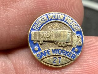 Parker Motor Freight 1/20 12k Gold Vintage Rare 27 Years Of Service Award Pin.