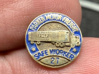 Parker Motor Freight 1/20 12k Gold Vintage Rare 27 Years Of Service Award Pin. 2