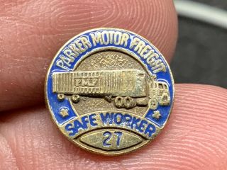 Parker Motor Freight 1/20 12k Gold Vintage Rare 27 Years Of Service Award Pin. 3