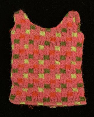 Vintage 1968 Barbie Twist N Turn 1160 Pink Green Knit Swimsuit Top