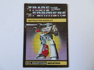 1984 Transformers G1 Megatron Instruction Booklet Evil Decepticon Hasbro Rare
