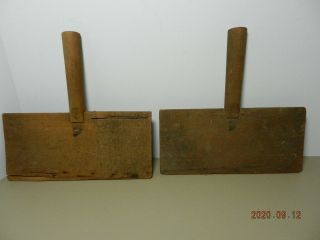 2 Vintage Old Wood Sheep Wool Carding Brushes,  Paddles,  Combs