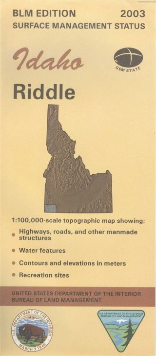 Usgs Blm Edition Topographic Map Idaho Riddle 2003