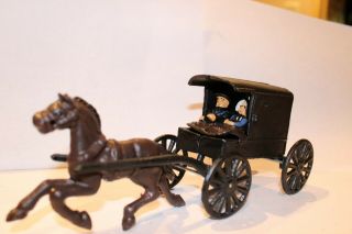 Antique Cast Iron Horse Drawn Carriage Toy
