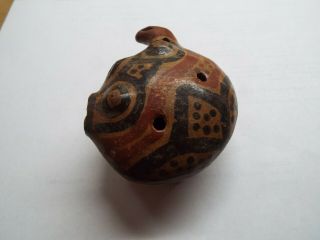 Rare Pre Columbian Mayan Polychrome Crab Whistle