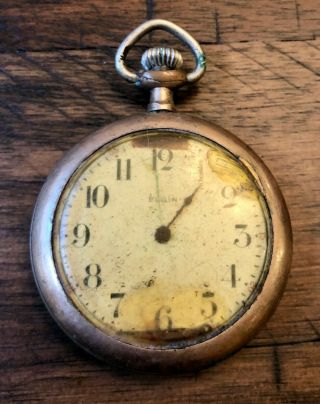 1918 Antique Elgin Pocket Watch - Runs,  No Second Hand,  Won 