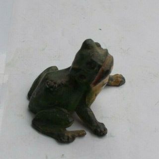 Rare Vintage Antique 2 " Lead Frog Figurine Statue Figure & Fly Early Look Wow Nr