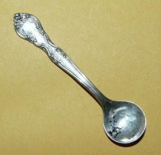 Vtg Antique Art Nouveau Victorian " Sterling Silver " Ornate Design Salt Spoon