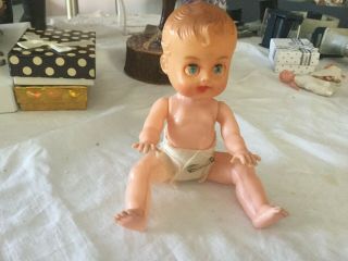Vintage Transitional " Baby Doll " Hard Plastic Head Vinyl Body Ca1950s 18.  Cm
