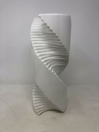 Vintage Raymor Mid Century Modern Geometric Ceramic Vase Italy Spiral Rare