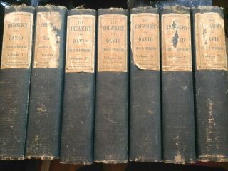 Antique Rare Treasury Of David 7 Volumes Documents Spurgeon 3rd Edition 1800 