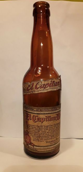 Antique Enterprise Brewing Beer Bottle With Label,  Rare