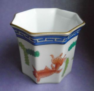 Rare Herend Porcelain Poissons Koi Oriental Trinket Holder Asian Vase