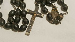 Antique 1880s Ebony Wood Priest Nun Italy Rosary Prayer Beads 30 