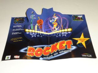 Nintendo 64 E3 Rocket Robot On Wheel Brochure Press Kit Sign Display Rare