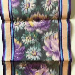 Antique French Watered Silk Taffeta Floral Sash Ribbon Fabric 6 " X 30 "