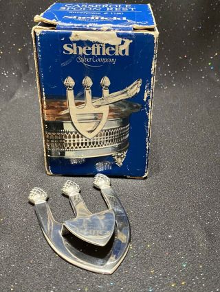 Vintage Sheffield Silver Plated Casserole Dish Serving Spoon Rest Made in Italy 2