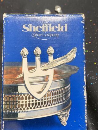 Vintage Sheffield Silver Plated Casserole Dish Serving Spoon Rest Made in Italy 3