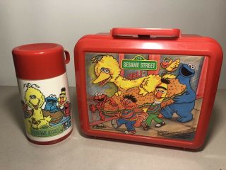 Vintage Sesame Street Seasons Aladdin Plastic Lunch Box W/ Thermos Rare