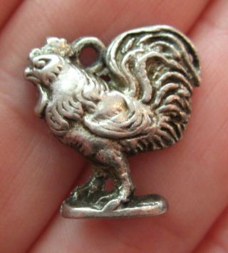 Vintage Sterling Chicken Rooster Silver Bracelet Charm