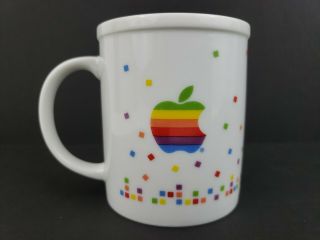 Rare Vintage Apple Computer Rainbow Confetti Coffee Mug Cup Ceramic