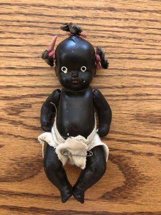 Antique African American Black Baby Doll Bisque 4” Made In Japan