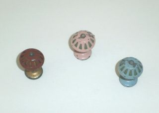 Vintage 1920 ' s Toostsie Toy Metal Dollhouse Miniature Table Lamps (3) 2