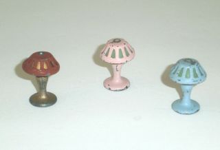 Vintage 1920 ' s Toostsie Toy Metal Dollhouse Miniature Table Lamps (3) 3