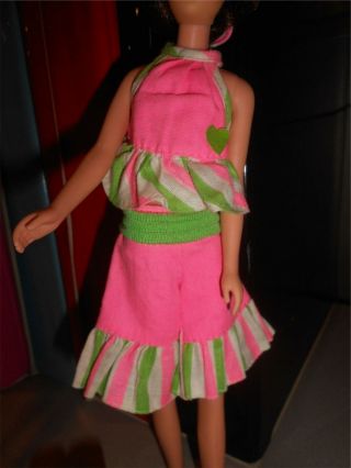 Vintage Mod Doll Colorful Pink Lime Heart Culottes & Halter For Kenner Blythe