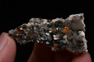 10g Natural Fanta Spessartine Garnets Mica Smoky Crystal Rare Mineral Specimen