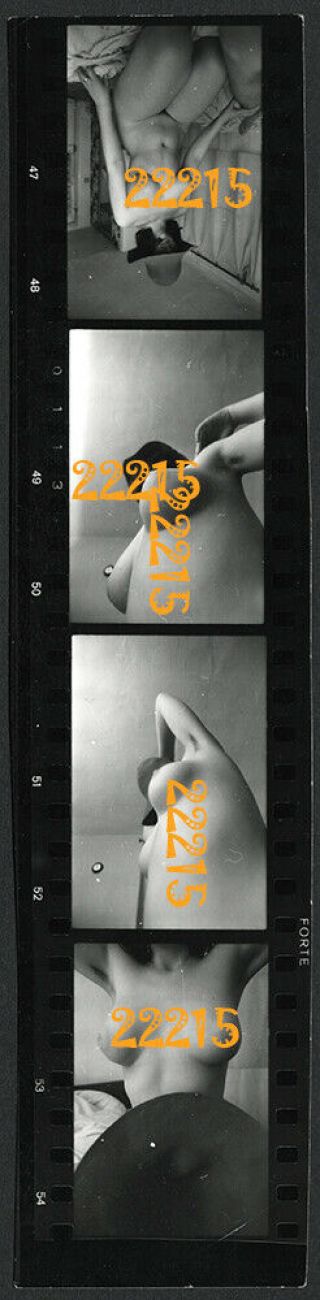 Nude Girl In Hat,  Contact Sheet,  Vintage Fine Art Photograph,  1970 