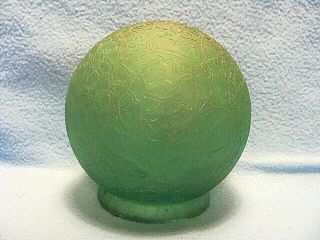 Great Rare Antique C.  1930s Green Art Deco Crackle Glass Light Globe