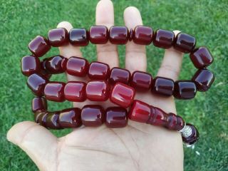 Rare Ottoman Faturan German Cherry Amber Sandalous Misbaha Prayerbeads Rosary