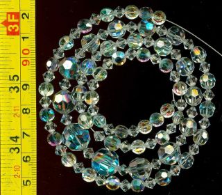 Beads Swarovski Cut Austrian Crystal Ab Flash Clear Faceted 5 - 12mm 23 " Vintage